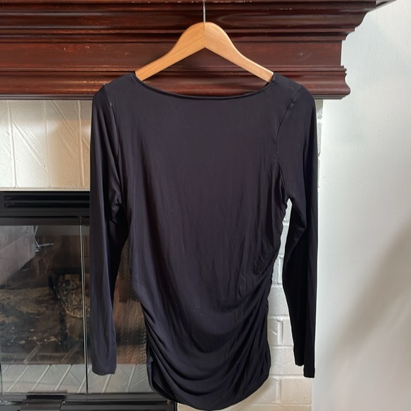 Soft Surroundings Ruched Long Sleeve Tee in Black M G6 - Picture 2 of 5